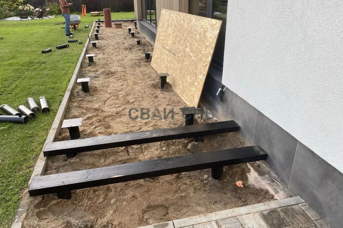 Свайно-винтовой фундамент в деревне Глинка
